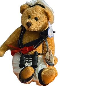 Flossies Friend Skip Sailor Bear 10” Plush Binoculars Boat Hat Red Bow Teddy Toy